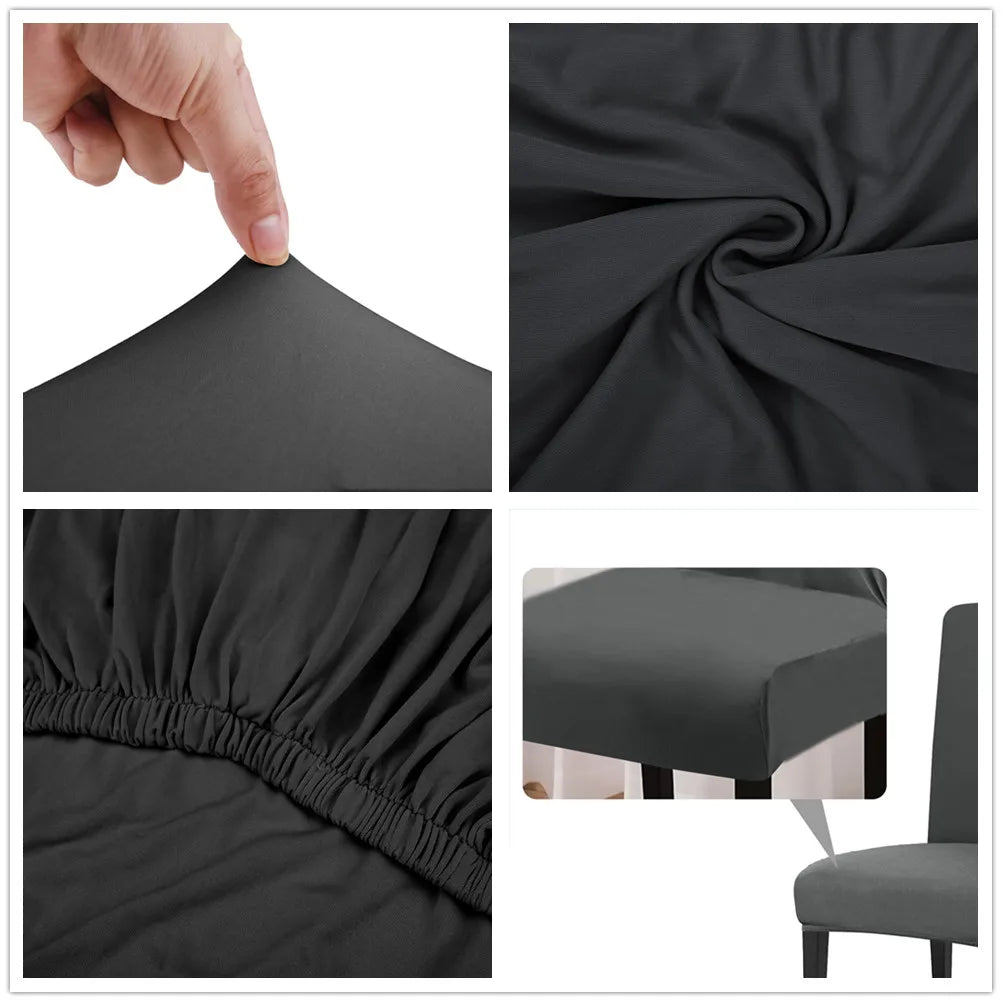 4Pc High Stretch Dining Chair Covers – Elastic Non-Slip Slipcovers, Removable Seat Protectors for Living Room, Kitchen & Wedding