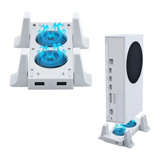 DOBE LED High-Speed Cooling Stand for Xbox Series S – Vertical Console Holder with Cooling Fan & Indicator Light Accessory (White)