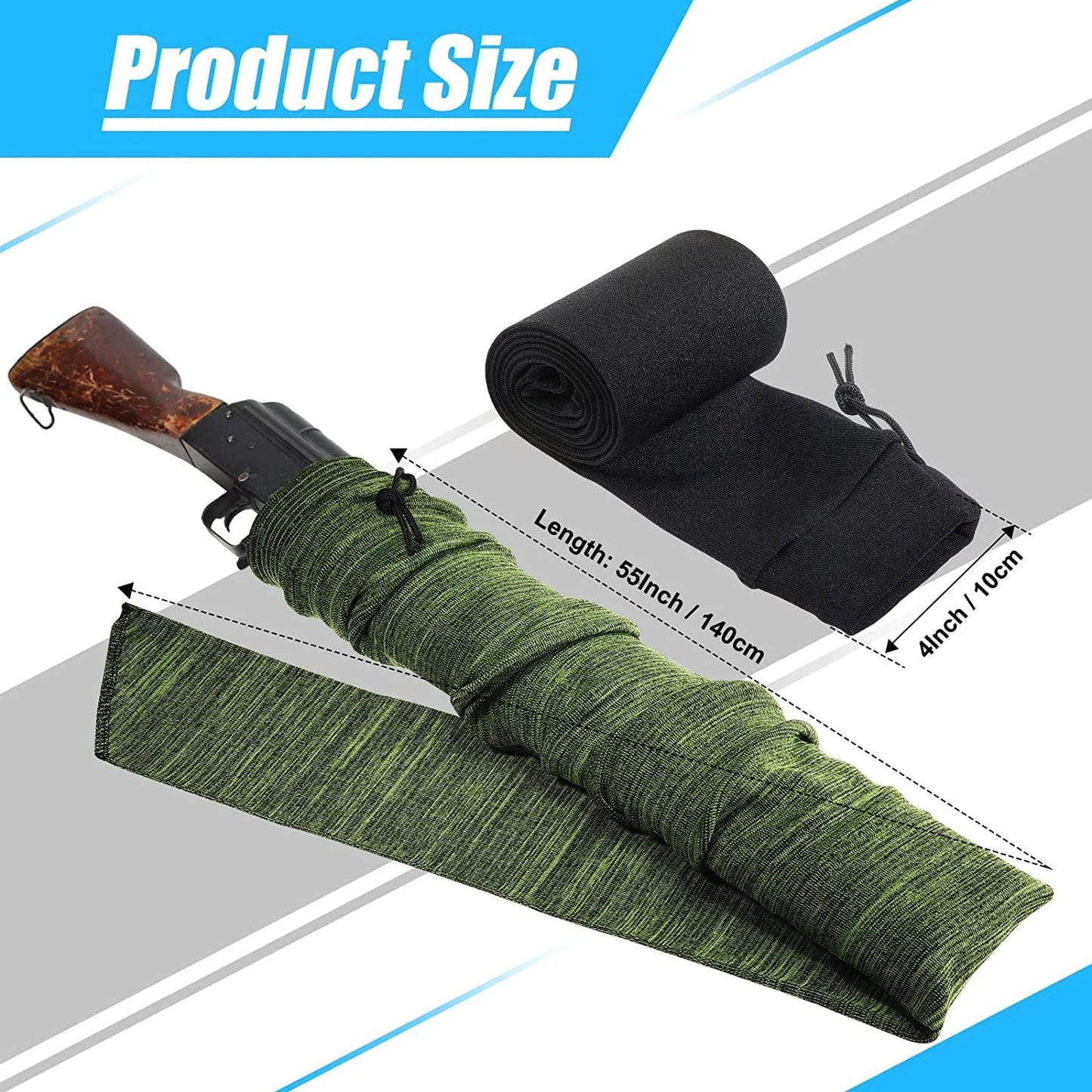 18Pcs Tactical Elastic Storage Socks – 55 Inch Dustproof Knitted Gun Sleeve Organizer Carrying Bag Set for Hunting Accessories