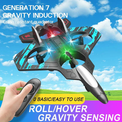 2.4G Remote Control Foam Fighter Glider – Electric Stunt UAV Helicopter with LED Lights & 360° Tumbling Aircraft Model