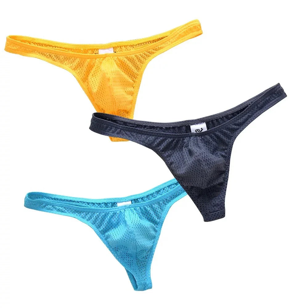 Men’s Ice Silk Low-Rise G-String & Thong Underwear – Breathable Solid Color T-Back U-Pouch Comfort Fit Sexy Lightweight Underpants