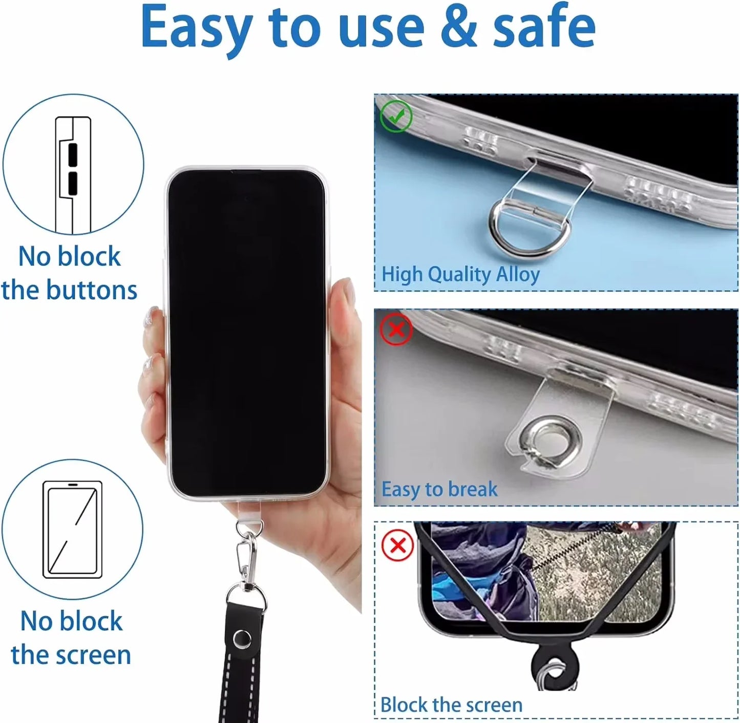 Universal Metal Phone Lanyard Gasket Patch – 1/4PCS Ultra-Thin Mobile Sling Rope, Card Clip Strap & Hang Cord Tab