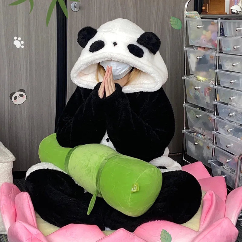 Winter Unisex Panda Robe Costume – Kigurumi Onesie, Unicorn Cosplay Pajamas, Animal Sleepwear Jumpsuit for Adults