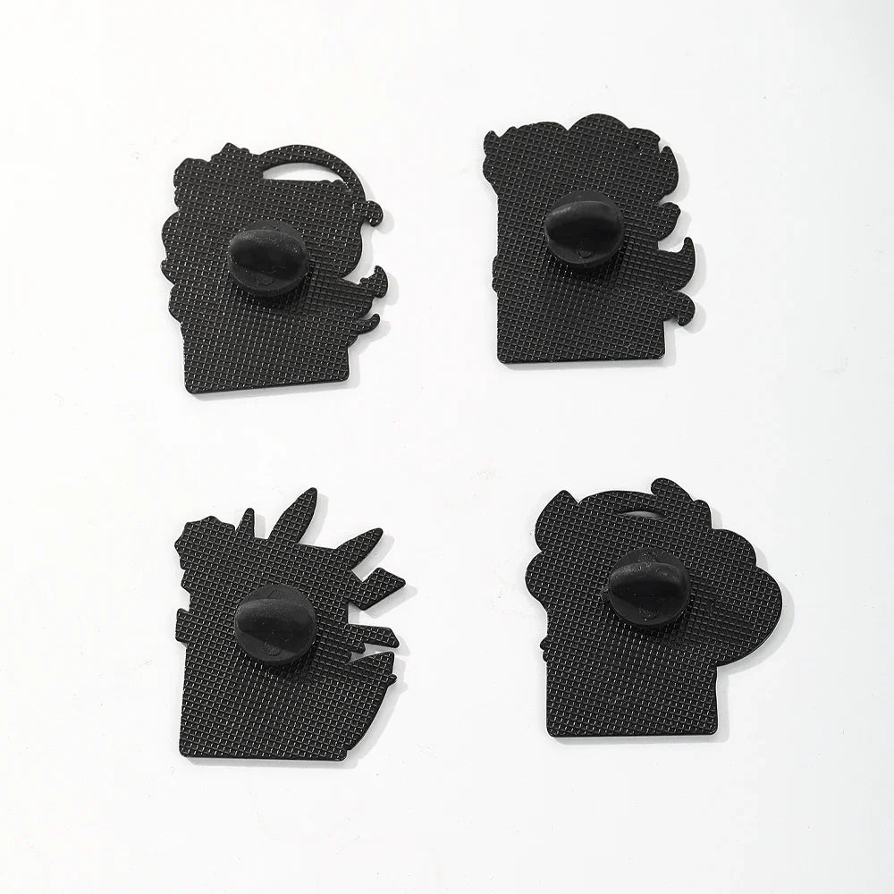 4Pcs Cartoon Anime Enamel Pins - Cute Metal Brooch Badges for Backpacks, Clothing and Gifts