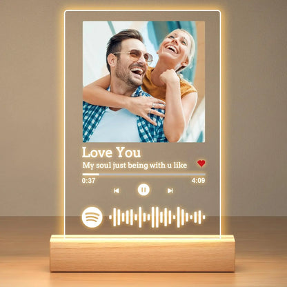 Customized Spotify Music Plaque – Personalized Acrylic Photo Frame Lamp for Anniversary, Birthday & Romantic Gifts