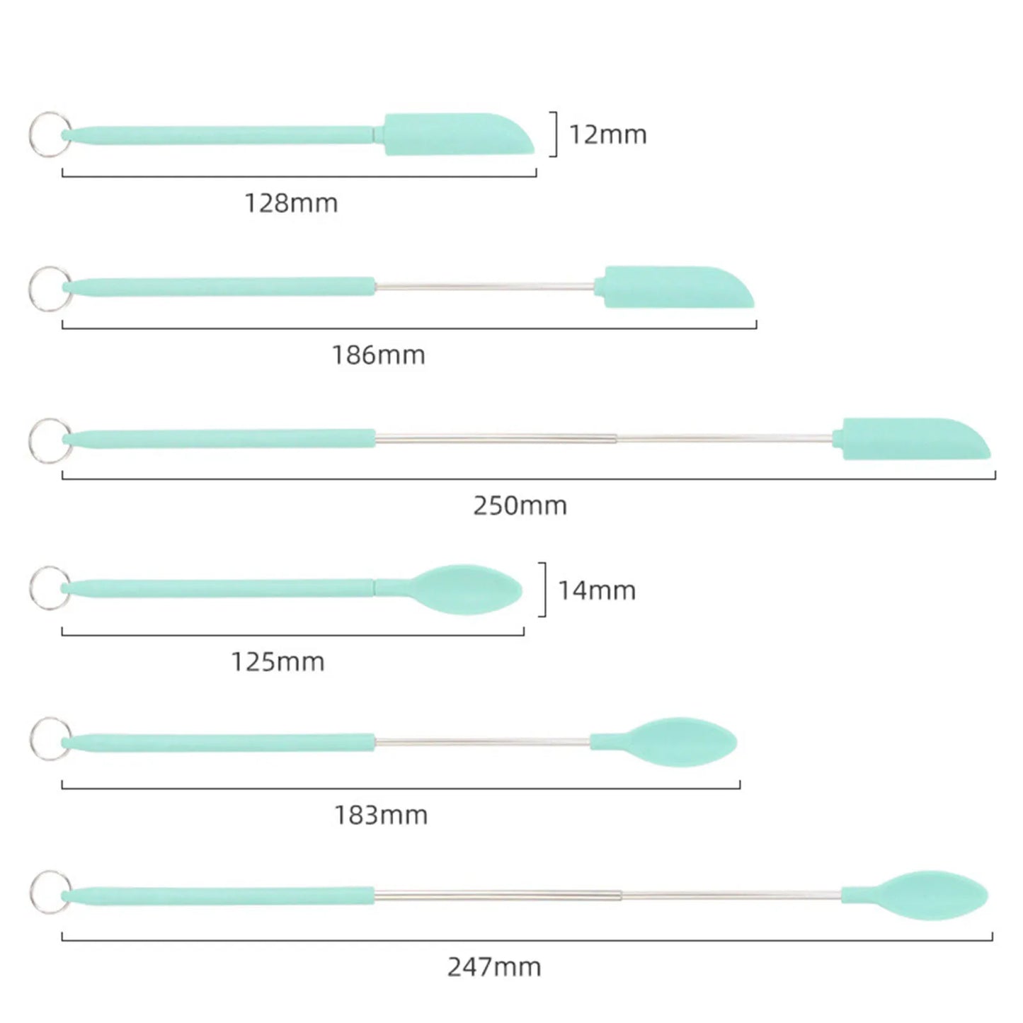 Mini Retractable Silicone Scraper Set - Telescoping Spoon Spatula & Brush for Jars, Butter, Cream & Jam