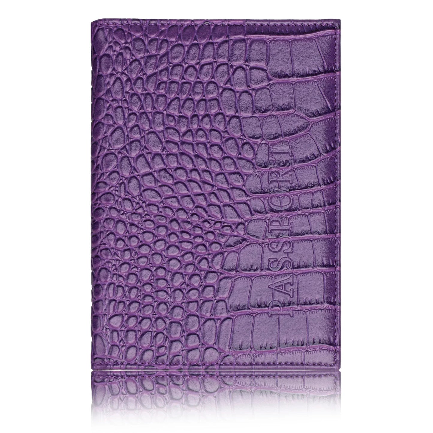 Crocodile PU Leather Passport Holder – Slim Minimalist Travel Wallet for Men & Women