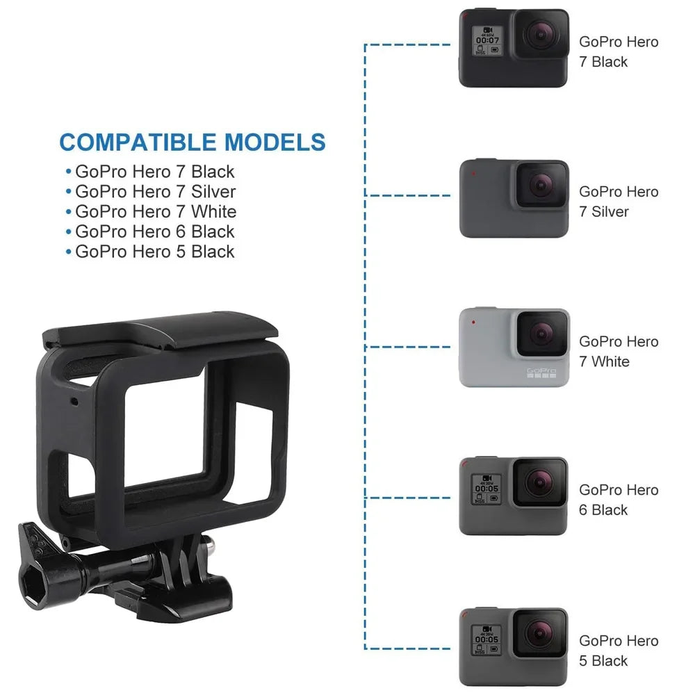 Protective Frame Shell Case — Portable Plastic Housing for GoPro Hero 5, 6, 7 Action Camera Accessories