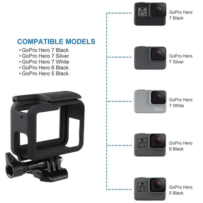 Protective Frame Shell Case — Portable Plastic Housing for GoPro Hero 5, 6, 7 Action Camera Accessories