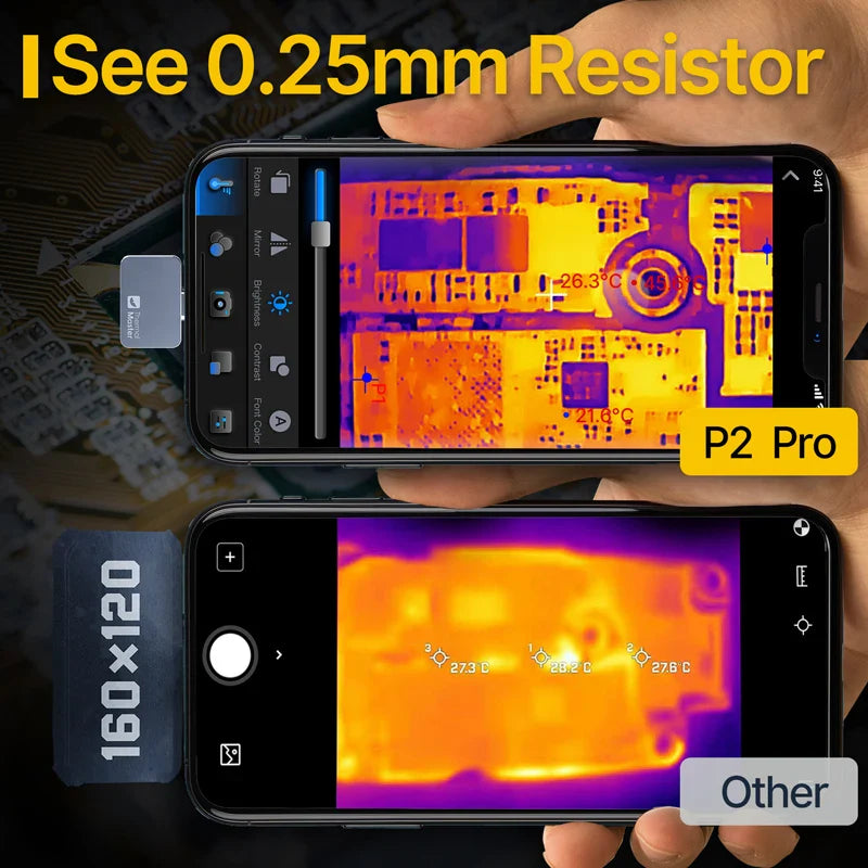 P2Pro Thermal Imager with 15X Magnetic Macro Lens – Infrared Camera for Phone, PCB & HVAC Inspection Tool