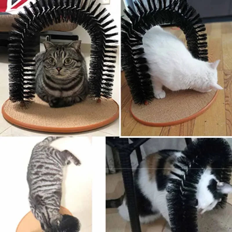 Cat Toy Arch - Self-Grooming Massage Brush with Scratching Pad, Interactive Toy for Cats