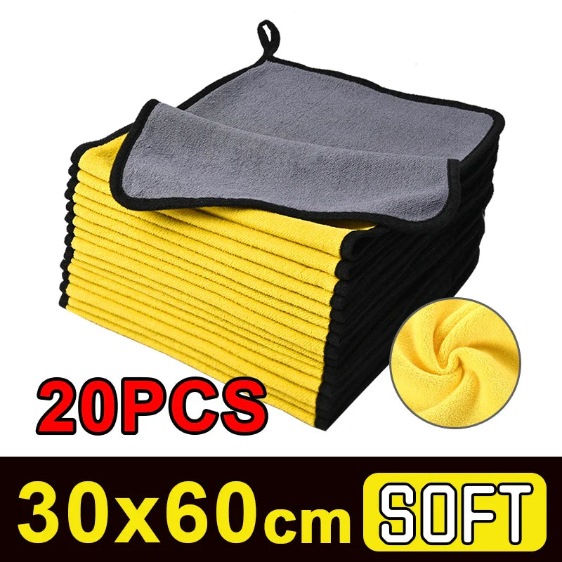 5/10/15/20PC Microfiber Car Cleaning Towels – High Absorption Multipurpose Cloths for Car Wash & Kitchen Cleaning