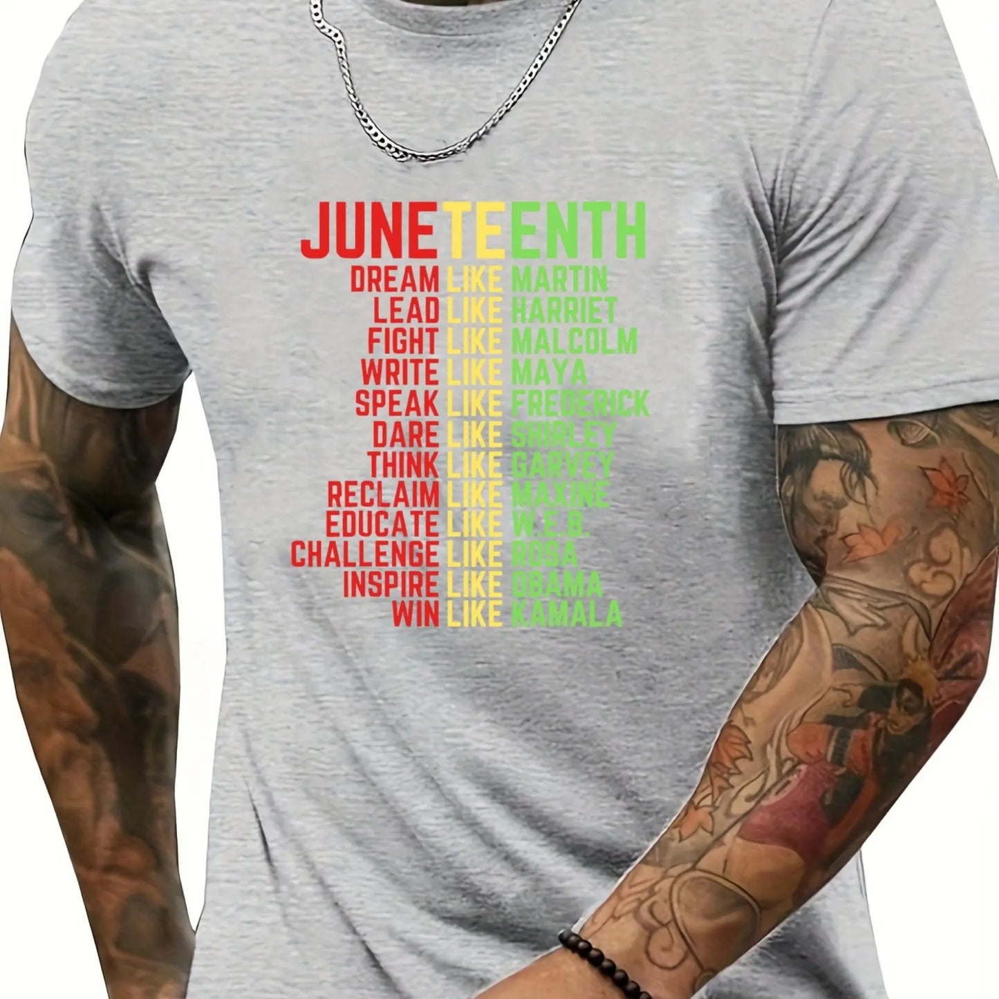 Oversized Men’s Juneteenth T-Shirt – Trendy Summer Casual O-Neck Short Sleeve Tee for Outdoor Sports