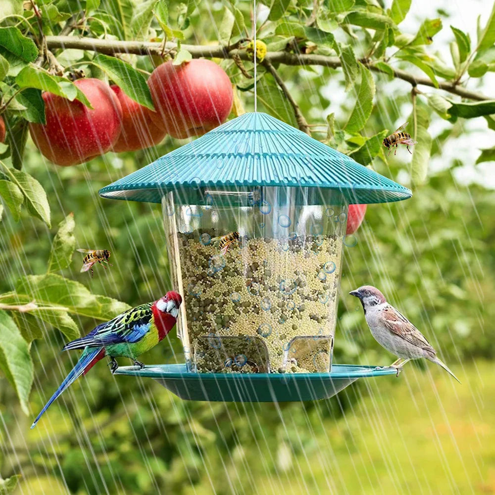 Automatic Foot-Feeding Bird Feeder - Hanging Nut Dispenser Holder with Multiple Hole Food Container, Outdoor Bird Feeding Tool