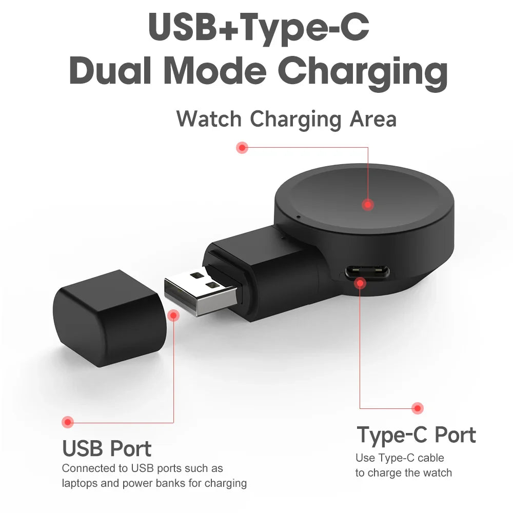 Dock Charger Adapter - Wireless USB Charging Cable Stand for Samsung Galaxy Watch 6, Watch 5 Pro, Watch 4 (44mm/40mm)