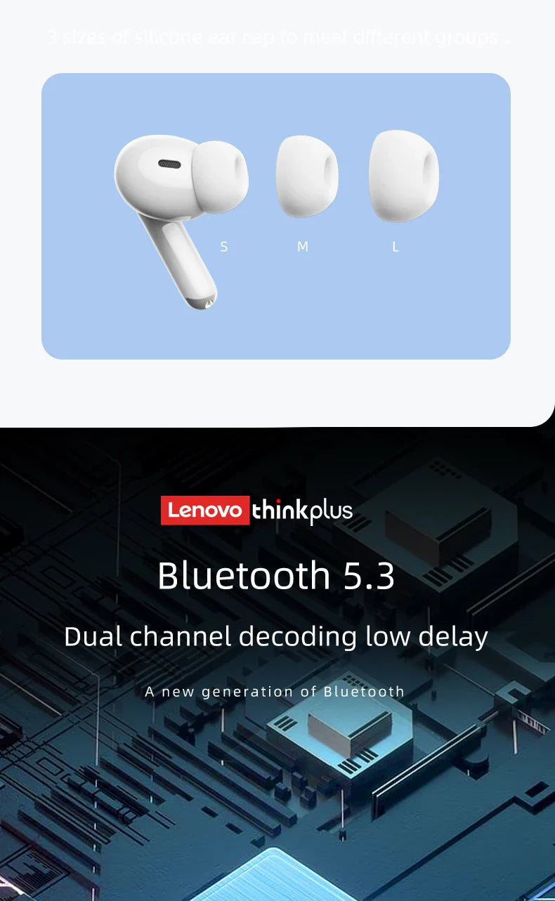 Lenovo Thinkplus XT88 In-Ear Bluetooth Earphones — Dual Mic, Stereo Noise Reduction, Bass HiFi Touch Earbuds