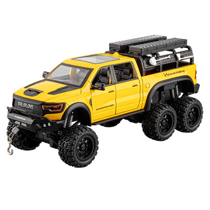 1:24 Dodge Mammoth RAM 1000 TRX 6x6 Diecast Model – Metal Alloy Pickup Toy Car with Lights for Kids & Collectors