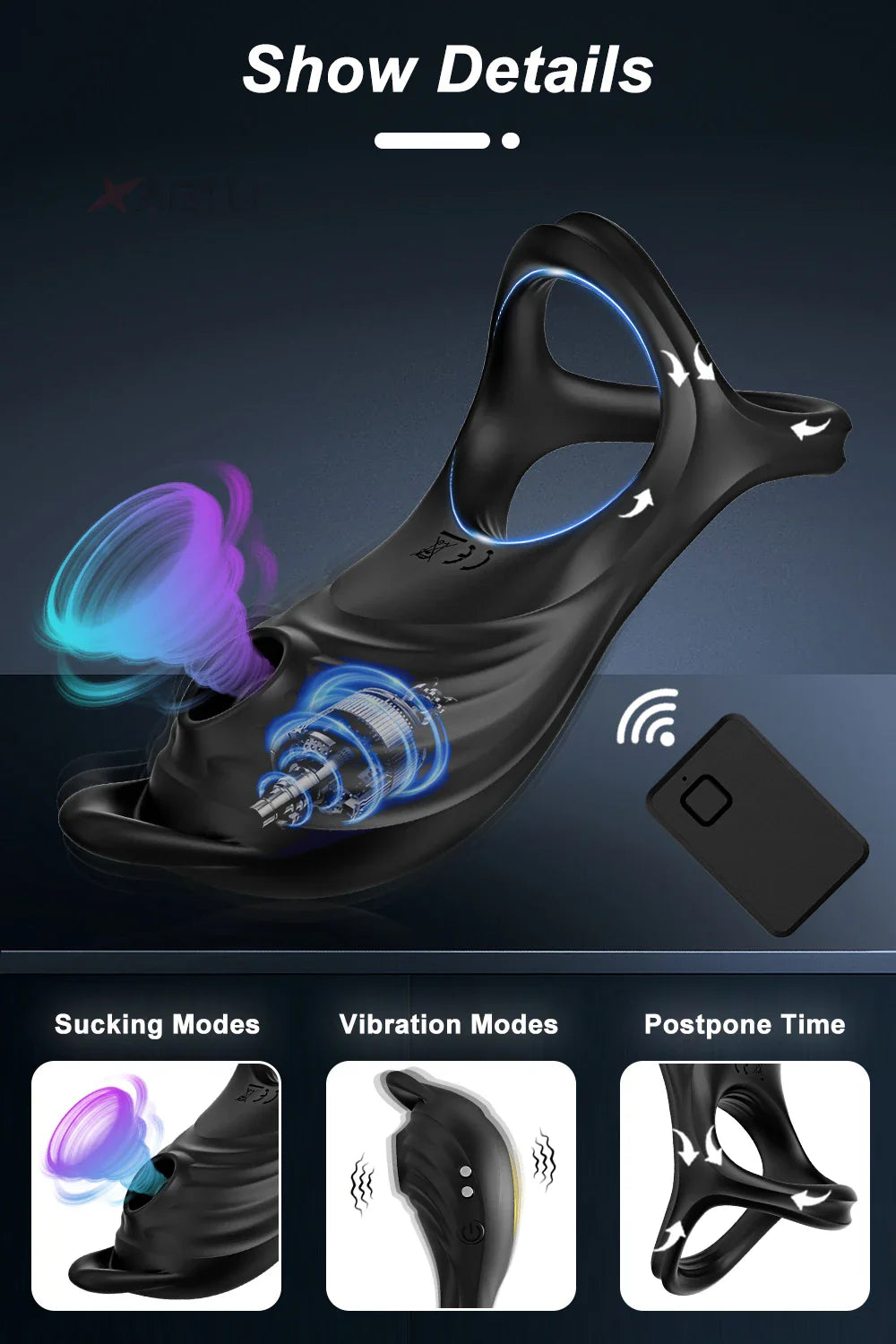 Sucking Vibrator Cock Ring for Men – Delay Ejaculation & Clitoral Stimulator Sex Toy for Couples, Adult Penis Ring