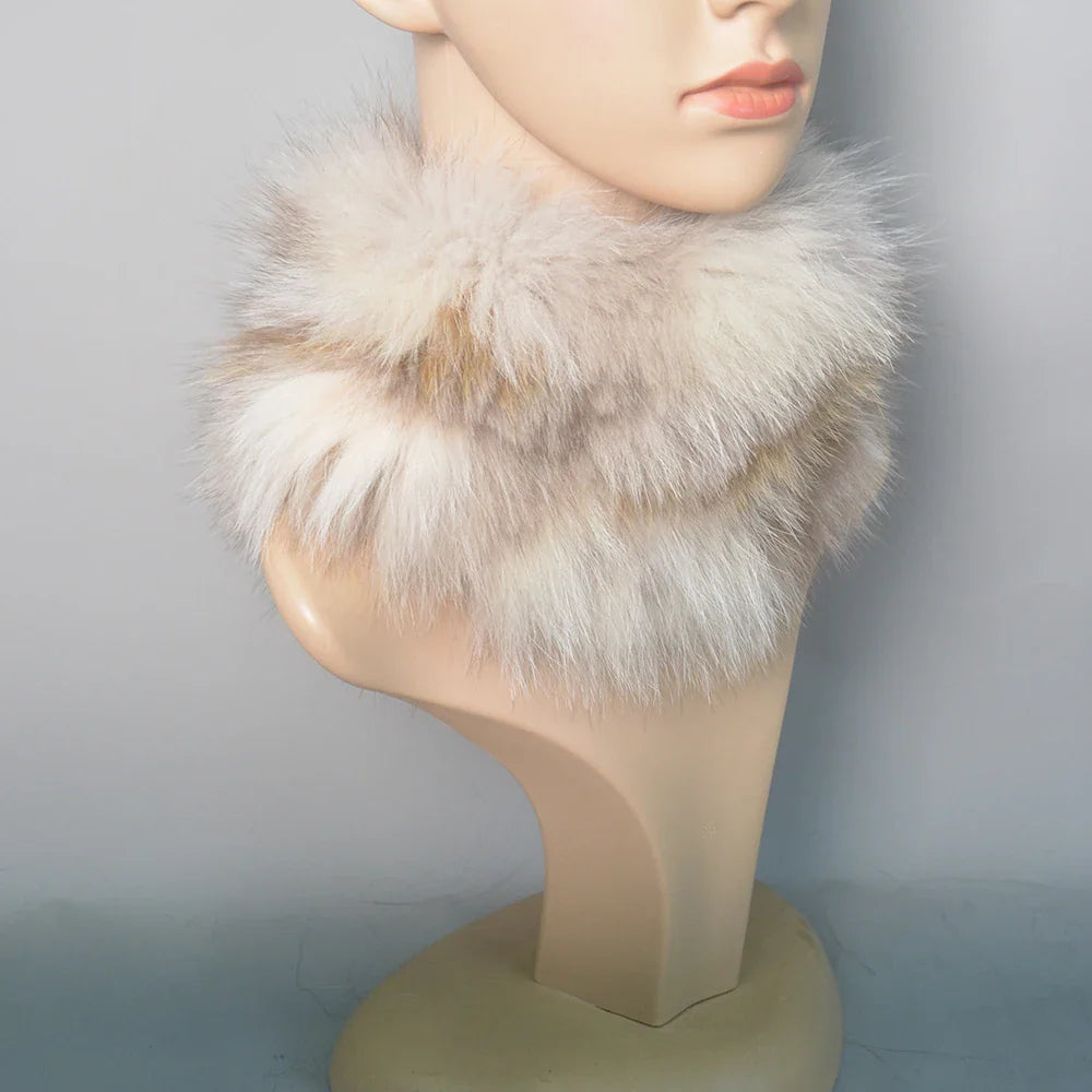 2025 Real Fox Fur Scarf and Headband – Luxury Winter Neck Warmer for Women, 100% Natural Fur, Elastic Ring Muffler
