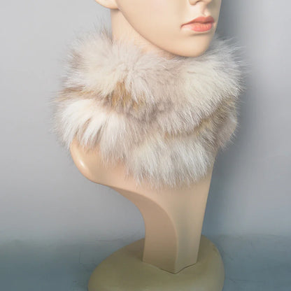 2025 Real Fox Fur Scarf and Headband – Luxury Winter Neck Warmer for Women, 100% Natural Fur, Elastic Ring Muffler