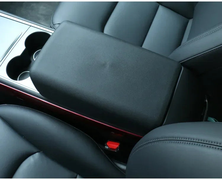 Tesla Model 3/Y 2023-2024 Armrest Protector Box Cover – Soft White TPE Center Console Pad for Model 3 Highland