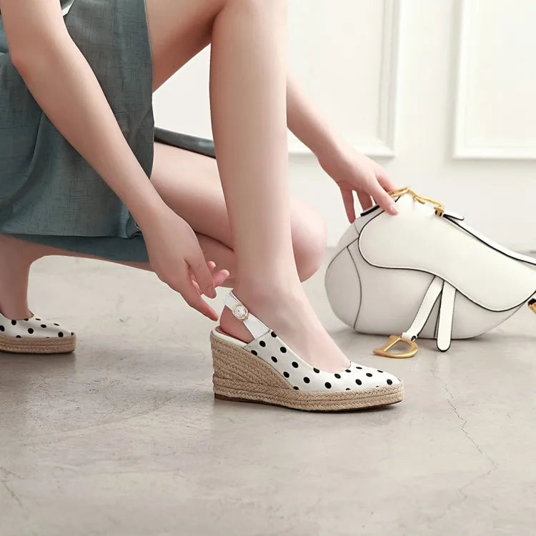 Women's Espadrille Wedge Sandals - Pointed Toe Platform Slingback Jute High Heel Shoes
