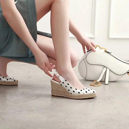 Women's Espadrille Wedge Sandals - Pointed Toe Platform Slingback Jute High Heel Shoes