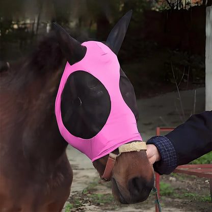 Anti-Fly Knitted Mesh Horse Mask — Breathable Anti-Mosquito & Anti-Worm Equestrian Riding Gear