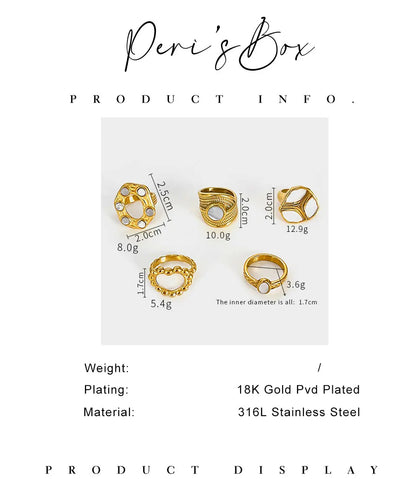 Peri'sbox Elegant Gold Plated Oval Heart Ring – White Mother of Pearl Women’s Waterproof Party Jewelry Gift