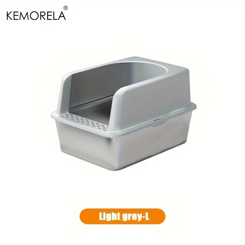 XL 60/50cm Stainless Steel Cat Litter Box with Lid – High Side, Odor-Resistant Large Litter Box for All Cat Sizes