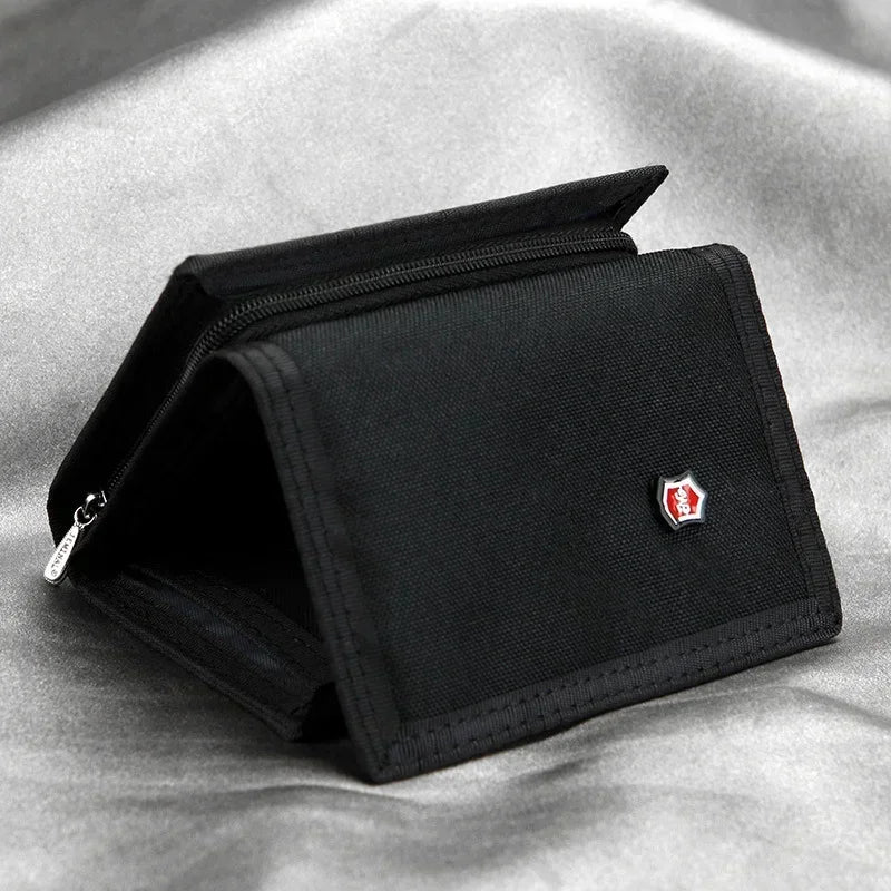 Men's Korean Tri-Fold Coin Purse – 5 Colors, Slim Canvas Wallet, Multifunctional Card Holder