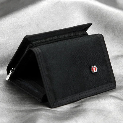 Men's Korean Tri-Fold Coin Purse – 5 Colors, Slim Canvas Wallet, Multifunctional Card Holder