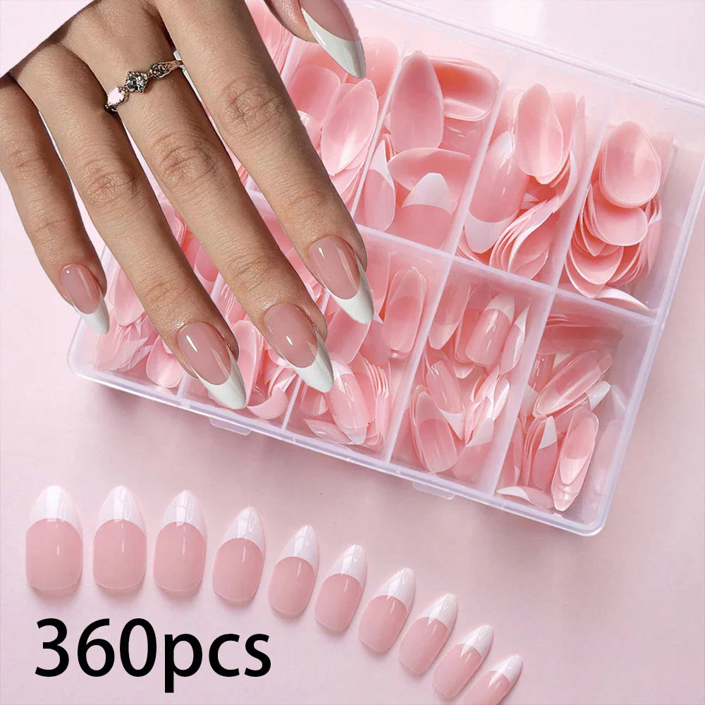 576PCS Colorful Press-On Fake Nails Set – Black & Red Oval/Square Short Full Cover Nail Tips for Salon-Style Nail Art