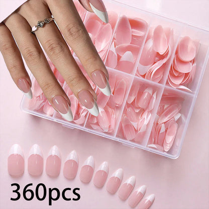576PCS Colorful Press-On Fake Nails Set – Black & Red Oval/Square Short Full Cover Nail Tips for Salon-Style Nail Art