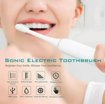 Sonic Electric Toothbrush for Adults – USB Rechargeable IPX7 Waterproof with DuPont Brush Heads & 6 Cleaning Modes