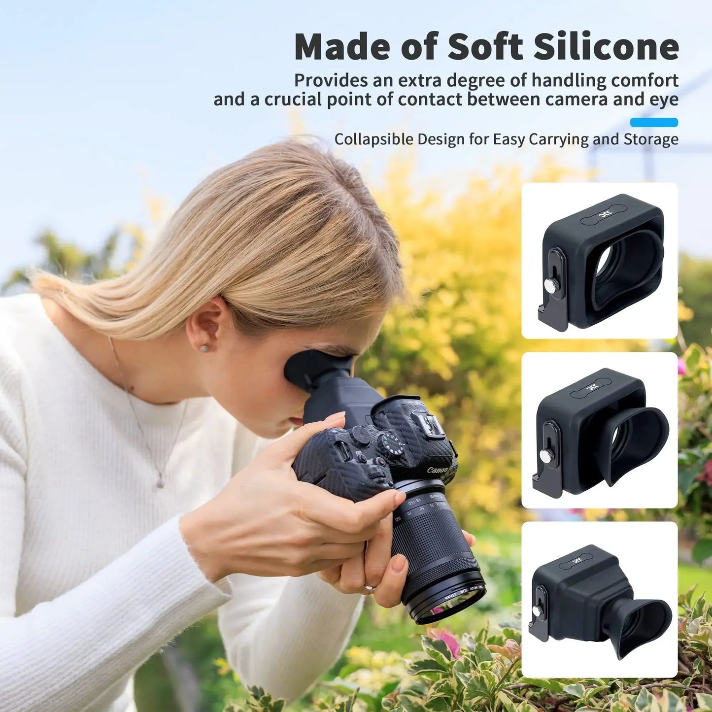 JJC 3X LCD Viewfinder Extender – Collapsible Eyecup for 3.0" Screen, Compatible with Nikon Z30, Sony ZV-1, RX100 & Canon G7X