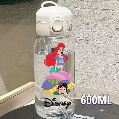 600/400ML Mermaid Princess Water Cup – Portable Transparent Plastic Sport Bottle for Kids