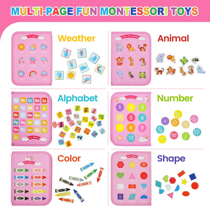 Montessori Toddler Busy Board – Educational Activity for Basic Dress Motor Skills, Baby Learning Toy for Travel
