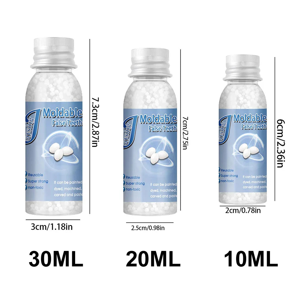 Temporary Tooth Repair Resin – 10/20/30ML Shapeable Dental Glue for Filling Broken Teeth, Dentures & Halloween Fangs