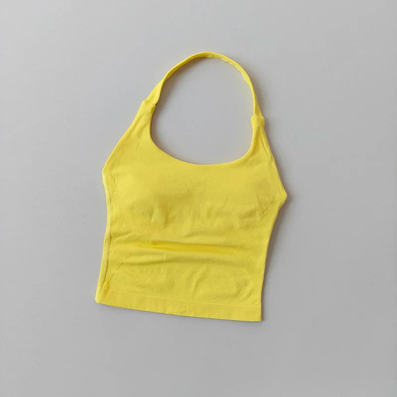 Women’s Halter Yoga Sports Vest – Shockproof High Support Fitness Bra for Running, Pilates & Workout, Beautiful Back Activewear Top