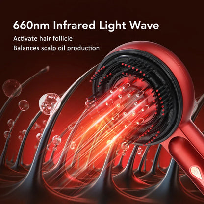 Electric Scalp Massage Comb – Red Light Therapy Hair Growth Brush with Vibration, Anti-Hair Loss & Oil Applicator
