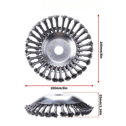 8 Inch Steel Wire Rotary Brush Cutter Trimmer Head for Weed, Moss & Rust Removal – Heavy Duty String Trimmer Blade Attachment