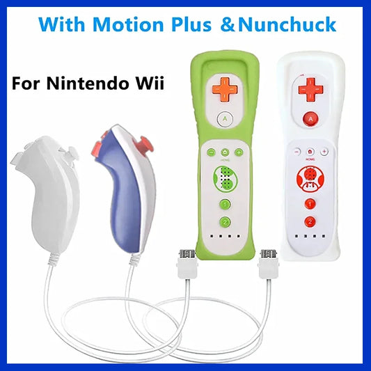 Wii Remote and Nunchuck Controller Set with Motion Plus – Gamepad for Nintendo Wii Console