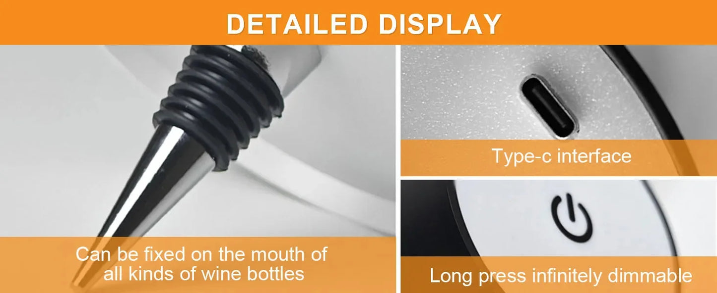 USB Rechargeable Bottle Lamp — Touch Control 3-Color Stepless Dimming Night Light for Wine Bottles & Desk