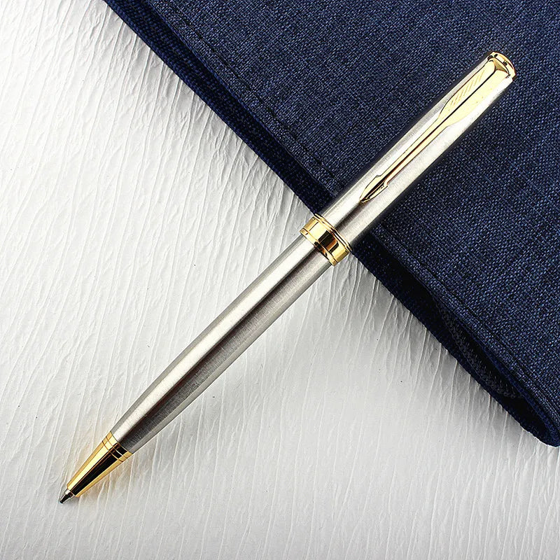 Luxury 0.7mm Metal Rollerball Pen – Blue Ink Gold Steel Signature Pen for Office & School Writing