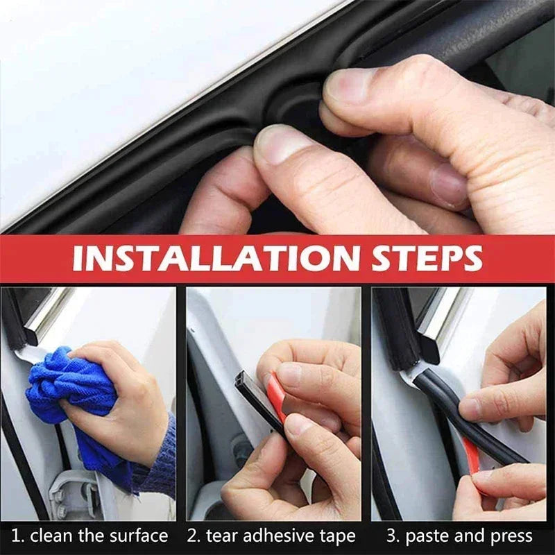 Car Door Soundproof Seal Strip - Universal EPDM Rubber Dustproof, Waterproof & Noise Insulation Seal for Cars and Trucks