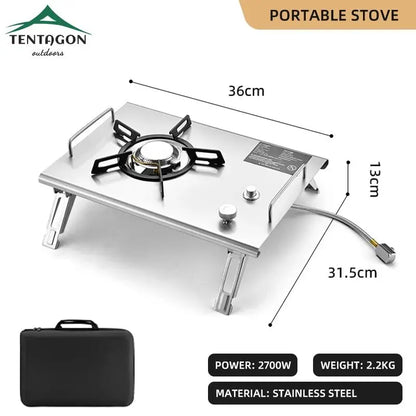 Hispeed Outdoor Camping Folding IGT Table – Multifunctional Wood Table with Gas Stove for BBQ, Picnic & Camp Grill