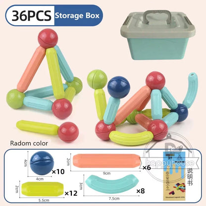 Magnetic Building Blocks Set – Montessori Educational Stick & Rod Constructor Toys for Kids Boys & Girls