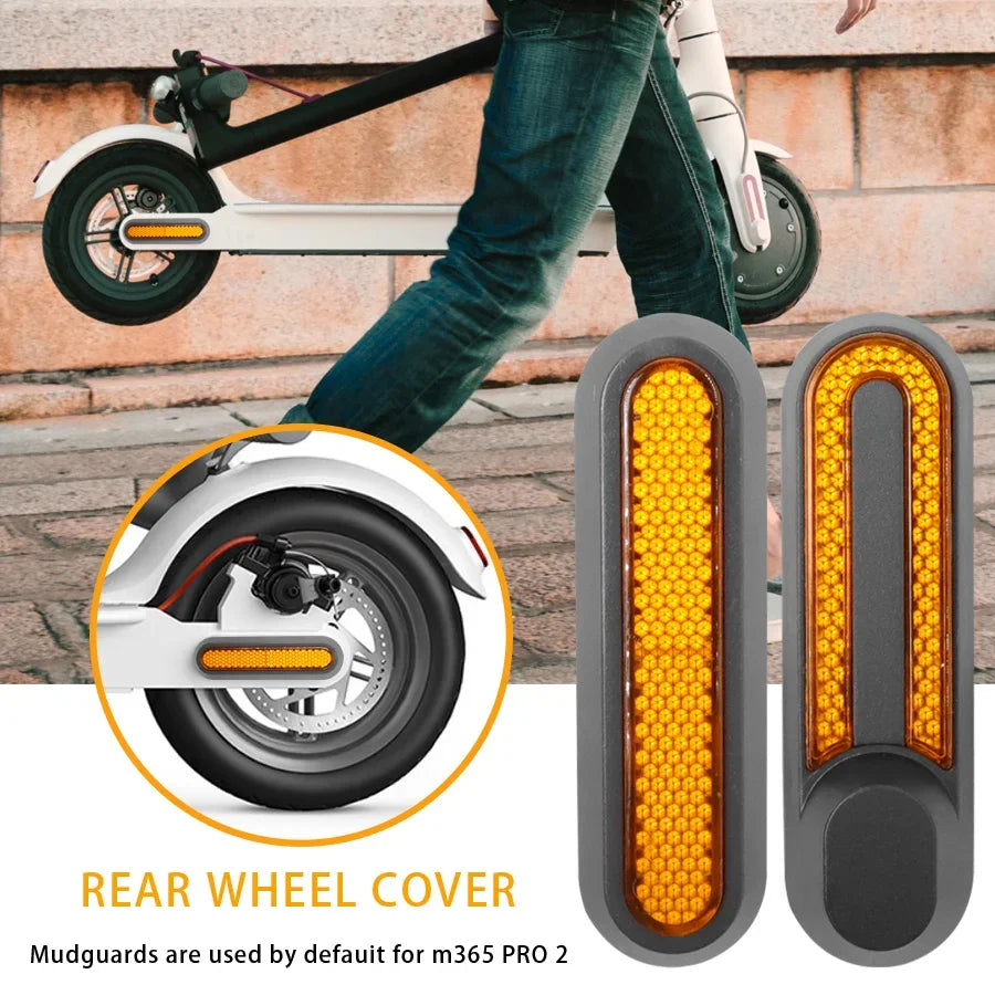 Electric Scooter Wheel Cover Protective Shell with Adhesive Strip - Reflective Sticker for Xiaomi Pro 2/1S/Mi3 Pro Front and Rear Safety