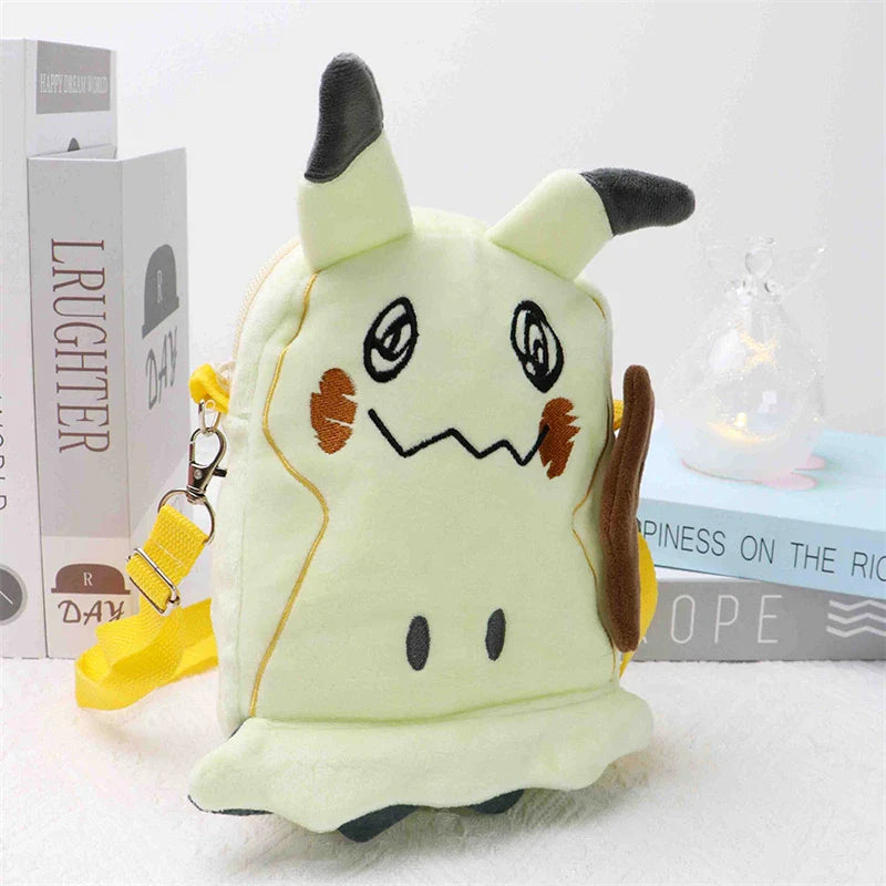 New Pokémon Plush Bag — Pikachu, Mimikyu, Gengar, Lucario, Rowlet, Eevee, Snorlax Soft Stuffed Toy Shoulder Backpack